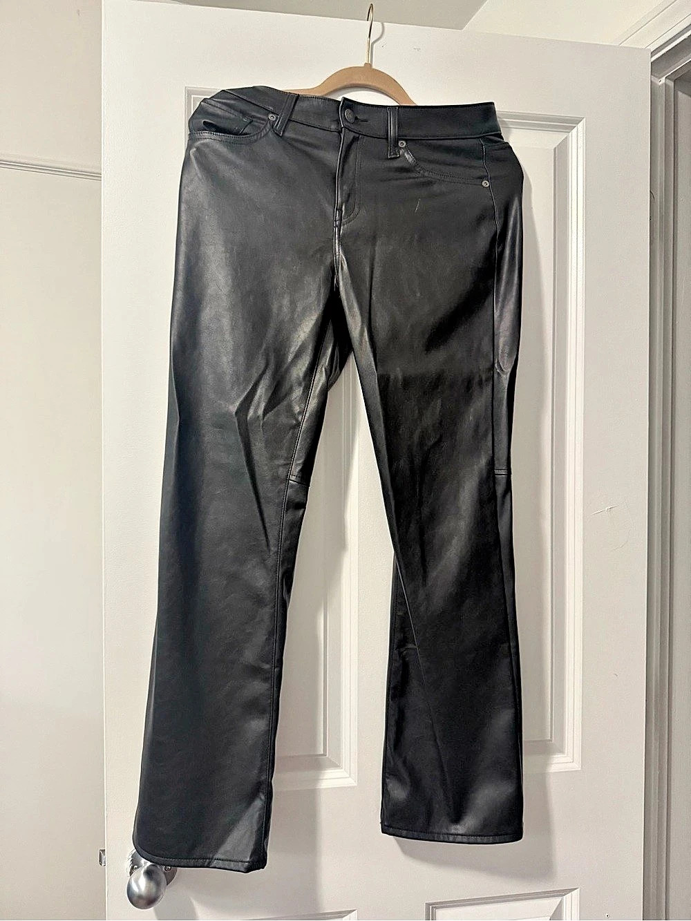 Gap Baby Boot Mid Rise Faux Leather Straight Leg Waist 29